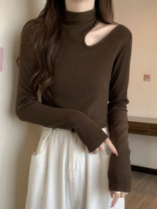 Áo Thun Nữ Cổ Cao Khoét Sâu Ôm Vừa Vặn Mùa Thu Cỡ Lớn Thiết Kế Tinh Tế Áo Thun Lót Bên Trong