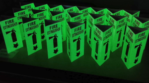 3-WAY Fire Extinguisher Sign Photoluminescent/Glow in the Dark BFP Compliant fire safety emergency preparedness evacuatio plan