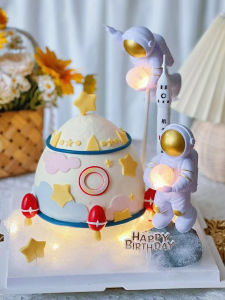 Famous Astronaut Cake Decoration Floating Model Luminous Moon Lamp Space Rocket Plugin Ornament Festival Costume Supplies