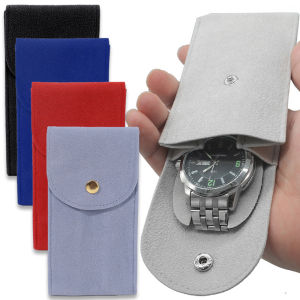 Men Women Watch Travel Case Portable Velvet Watch Storage Bag Organizer Snap Button Watch Storage Pouch Nice Gift