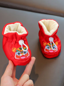 Baby Tiger Head Shoes Socks Soft Bottom Cotton Shoes for 0-1 Year Old Boys Girls Winter Slip-On Shoes Cute Cartoon Style