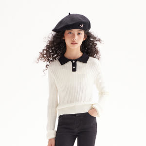 LOVESASAKIDS | Antibacterial No-Pressure Polo Collar Girls Sweater
