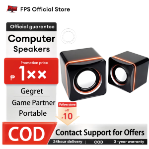 FPS Mini Computer Speakers Stereo USB2.0 Wired Powered for PC Multimedia Speaker Soundbox with 3.5mm/Laptops/Smart phone