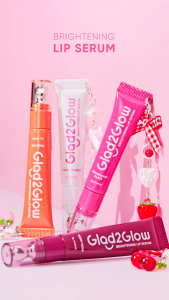 [Ready Stock 01 02 04] Glad2Glow BRIGHTENING LIP SERUM 7g Serum Bibir Mencerahkan Melembabkan dan menambahkan warna 3in1 liptint lipstick lipcream & Metal Applicatior cooling sensation Tahan Lama dan Vitamin E dan Vitamin C Cushion