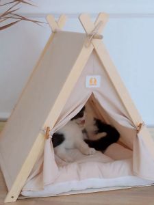 Pet Tent for Small Dogs & Cats Portable Cat Bed with Thick Cushion Cat Teepee Washable Tent Teepee Bed for Small Pets Indoor Outdoor