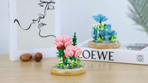 Bunga Flower Bricks Mainan Block Kreatif Untuk DIY Bunga Buket penutup transparan 3D Susun Edukasi Mainan
