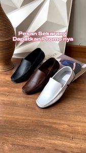 Sepatu Slip On Putih Pria Casual Formal Kulit 100% MD8106