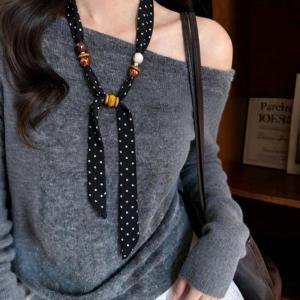 Black Beaded Dots Versatile Elegant Scarf