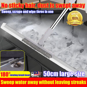 Penyapu Ajaib 50cm Scraper and Brush 2-in-1Magic Silicone Water Scraper Floor with Cleaner Brush Magic broom sweeper 180° rotating Brooms mops sweepersSweep water away streak-free Floor wiper scraper Silicone broom 魔术扫水扫把 刮水扫 拖把