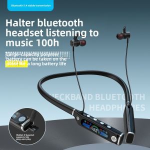 Bluetooth headphones sports neckband headphones digital battery level display ultra-long battery life noise-can