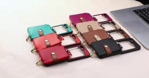 szhaiyu | Luxury Card Holder Phone Case for Samsung Galaxy Z Flip 8 7 6 5 4 3 5G Flip8 Flip7FE PU Leather Ring Wallet Purse Hard Cover