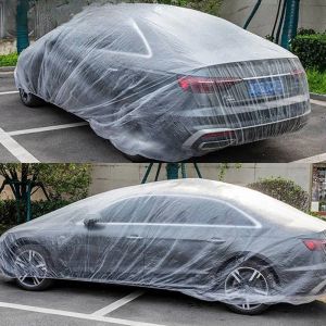 Car Cover Indoor Dustproof PEVA Disposable Car Cover Transparent Soft Scratch-Free Auto Exterior Protector Universal