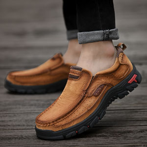 ORNGMALL รองเท้าลำลองผู้ชายคุณภาพสูงและใหม่รองเท้าผู้ชาย 100% กันน้ำรองเท้าโลฟเฟอร์หนัง วัว รองเท้าผู้ชาย ทางการพลัสไซส์ 38-50