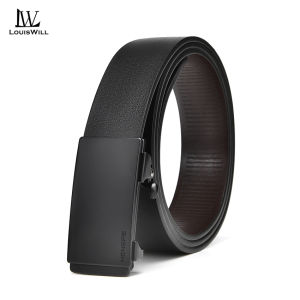 LouisWill Belts for Men Genuine Leather Belt for Men Belts Real Cowhide Leather Belts Automatic Buckle Belt for Men Original Leather Men’s Waist Belts Nonporous Casual Business Belt Jeans Belt for Men