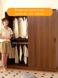 COD Ready Stock Durable Wooden Wardrobe Cabinet Sliding Door Bedroom Clothes Storage Organizer