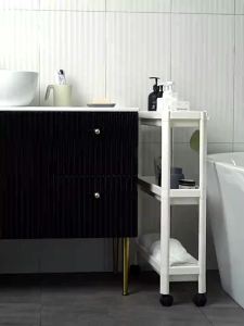 Narrow seam storage rack handcart detachable and mobile multifunctional bathroom and kitchen storage rack saves space