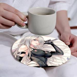 classic game N-NieR beauty girl Retro Wooden Cup Mats Elements Colour Printing Cup Coasters Home Kitchen Decora Gifts