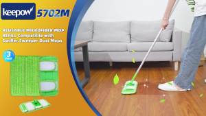 KEEPOW Reusable Mop Pads Compatible with Swiffer Sweeper Mop Microfiber Dry Sweeping Cloths Washable Wet Mopping Cloth Refills for Hardwood Floor Cleaning 3 Pack (Mop is Not Included)