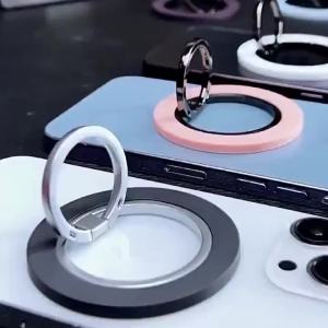 2024 New Magnetic Mobile Phone Ring Holder for Stand 360° Rotation Plating Magnet Metal Bracket for iPhone 14 15 Samsung