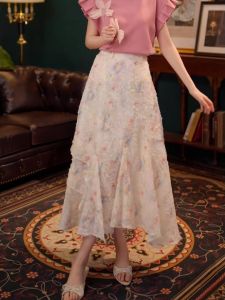 WANGGONGZHU | High Waist Asymmetrical Beautiful Half Skirt Womens Summer 2025 New Design Slimming Splicing Fashion A-Line Long Skirt