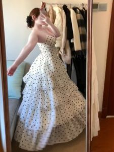 CHANGTONG | Dotted French Style Waist-tightened Tiered Dress
