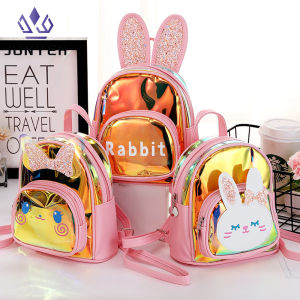 Cute Cartoon Rabbit Backpack Sequins Pu Leather Children School Bag Kindergarten Kids Travel Shoulder Bag