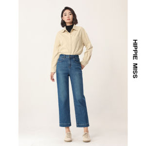 HIPPIE MISS | Hippie Style Flared Straight Jeans Blue