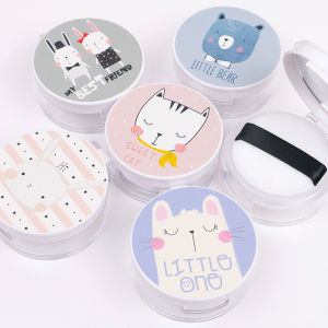 กล่องแต่งหน้าสําหรับเดินทางแบบพกพา 10g แป้งน่ารักขนาดกะทัดรัดพร้อมกระจกและสําลีเหมาะสําหรับทุกสภาพผิวขนาดเล็ก