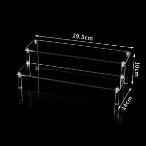 1-5 Tier Acrylic and Solid Wood Panel with Clear Acrylic Column Display Stand for Perfume Cosmetic Car Modle Toy Storage Rack