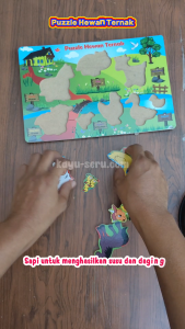 Puzzle Hewan Ternak - Mainan Puzzle Kayu - Belajar Mengenal Hewan dan Melatih Motorik - Kayu Seru