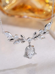 Queensun PT950 Platinum Lab Diamond 1CT  D VS1 IGI Goddess Necklace High Grade Bell Orchid Clavicular Chain，高级女神钻石项链 for women gift jewelry