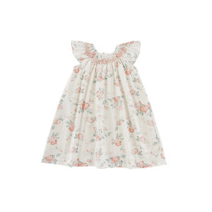 Sweet Cute Floral Skirt Dress with Fairy Wings And Bowknot for Girls Spring Summer Cotton Blend Fabric Childrens Clothing