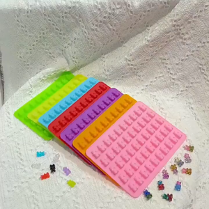 50 Grids Gummy Bear Silicone Mold Bear Shape Jelly Mould with Dropper Fondant Candy Chocolate Maker Mold Decoration Baking Tools