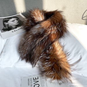 South korea Fox Fur Scarf Fur Scarf Women Winter Warm Fox Fur Double-sided Woven Natural Wool Scarf Fur Collar
