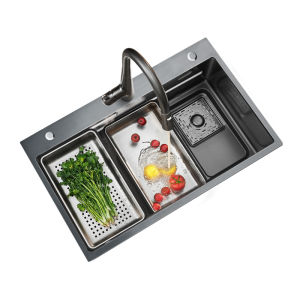 HIGOLD | Black Titanium Nano Staircase Handmade Stainless Steel Sink