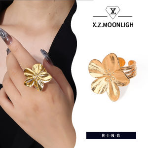 X.z. MOONLIGH ฝรั่งเศสวินเทจดอกแหวนปรับขนาดได้ดอกไม้ย้อนยุคไอเดียของขวัญเครื่องประดับที่สง่างามปรับได้