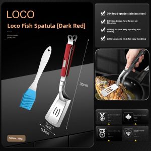 2-in-1 Fish Fry Spatula And Tongs Multi-functional Pancake Turner Steak Kitchen Utensils Stainless Steel 304 Cooking Tools