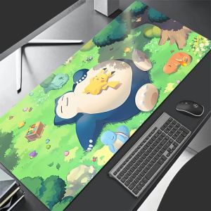Bandai | Gaming Mouse Pad Large Gamer 900x400 Keyboard Desk P-pokemonS S-snorlax Mouse Mat Carpet Rubber Tapis Souris XXL Laptop Mousepad
