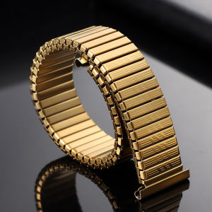 12mm 14mm 16mm 18mm 20mm Stainless Steel Elastic Stretch Strap Metal Expansion Watchband Men Women Silver Gold Replace Bracelets