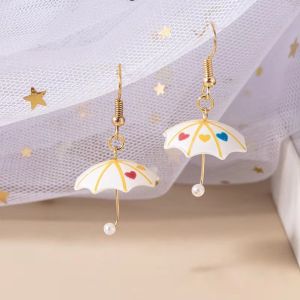 Cute Acrylic Resin Heart Dot Flower Umbrella Dangle Earrings For Women Girls Jewelry Gifts