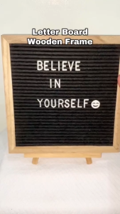 DIY Felt Letter Board Wooden Frame Changeable Symbols Numbers Message Board for Home Office Shop