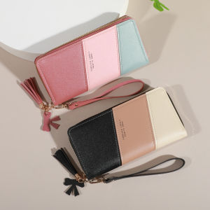 Fashion Quilted Long Wallet For Women Zipper Around Clutch Coin Purse Multi Card Slots Mobile Phone Bag