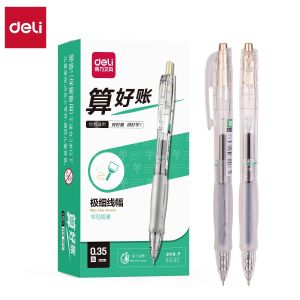 Deli 0.35mm Bút Gel Cho Thi Khô Nhanh Mực Đen Văn Phòng Văn Phòng Phẩm Vật Dụng Ống Kim Loại Báo Chí Chữ Ký Chú Nghiên Cứu Cần Thiết