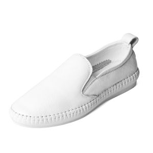 Soft Leather Slip-On Flat Bottom Bean Shoes Womens Large Size 41 to 43 New 2025 Autumn Casual Shoes Korean Style round Toe