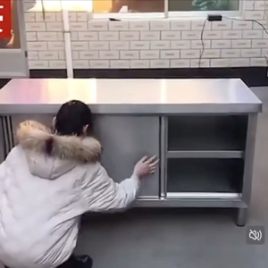 LOADNIX Stainless Steel Kitchen Work Table Cabinet with Sliding Doors Large Capacity Storage Cabinet Food Prep Table for Home Kitchen Organizer