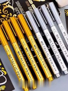 MD-A118 Spidol Warna Metalik Gold Silver Waterproof Metallic Craftwork Pen Marker / Spidol Emas