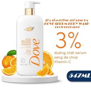 Sữa Tắm Dưỡng Thể Sáng Da Dove Glow Recharge Serum Body Wash 547ml – Dưỡng Ẩm & Tái Tạo Làn Da Sáng Mịn