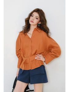 MIUCO | Áo Sơ Mi Dài Tay Ôm Body Cổ Cam Tencel Linen Elegance