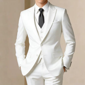 Men Suit 3 Pieces Black Single Button With Lapel For Wedding Banquet Birthday Party Business Work Office Daily Jacket Vest Pants