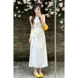 Karrar betsey | French Style Sleeveless White Slimming Dress for Women Summer Elegant